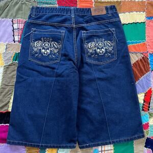 Y2K Brooklyn Express Long Embroidered Baggy Jorts 38W